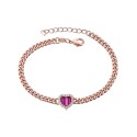 Sterling Silver 18K Rose Gold Plated with Ruby Heart & Cubic Zirconia Bracelet