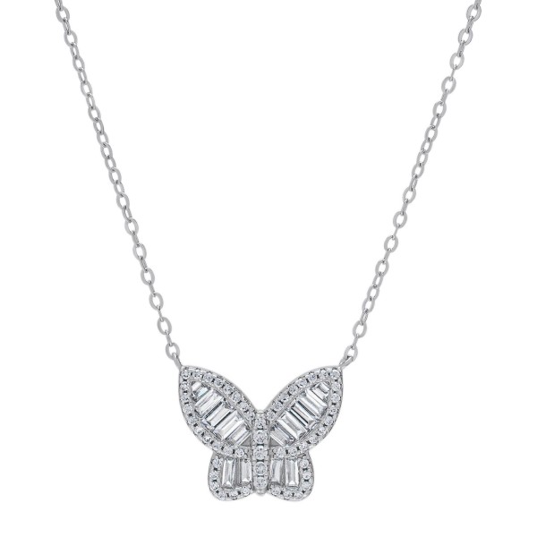 White Sapphire Baguette Butterfly 18