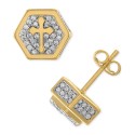 Cubic Zirconia Cross Hexagon Cluster Stud Earrings