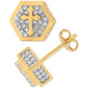 Cubic Zirconia Cross Hexagon Cluster Stud Earrings