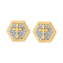 Cubic Zirconia Cross Hexagon Cluster Stud Earrings