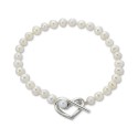 Cultured Freshwater Pearl (5-6mm) Heart Toggle Bracelet