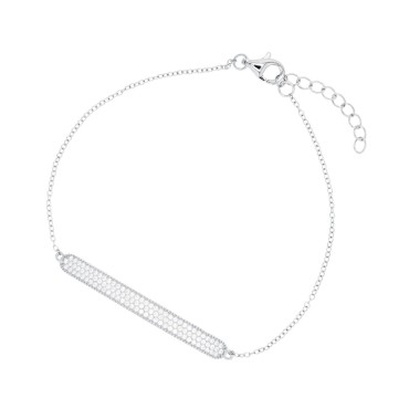 Cubic Zirconia Micro Pave Bar Bracelet Cubic Zirconia Micro...