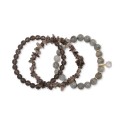 3-Pc. Set Labradorite, Smoky Quartz, & Cubic Zirconia Stretch Bracelets in 14k Gold-Plated Sterling Silver