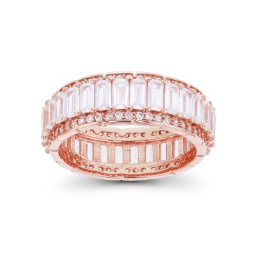 Cubic Zirconia Emerald and Baguette Cut Eternity Ring Cubic Zirconia Emera...