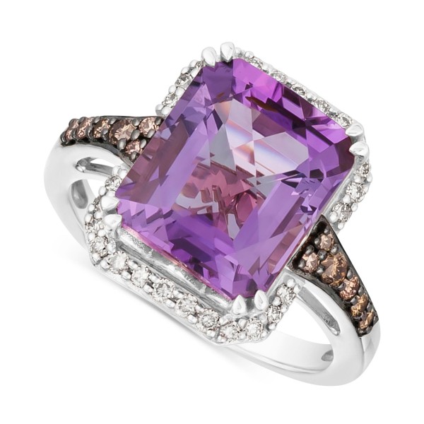 Grape Amethyst (5-1/10 ct.) & Diamond (1/3 ct.) Statement Ring in 14k White Gold