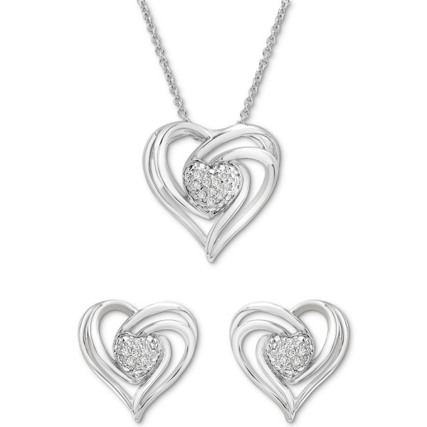 2-Pc. Set Diamond Heart Pendant Necklace & Matching Stud Earrings (1/6 ct.)