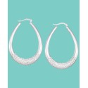 Large Patterned Teardrop Shape Hoop Earrings in 14K White Gold Over Sterling Silver