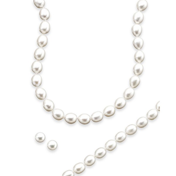 Sterling Silver Cultured Freshwater Pearl Necklace, Bracelet and Earring Set