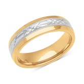 Men's Carved & Beaded Wedding Band & 18k Gold-Plate Men's Carved & Beade...