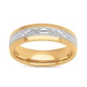 Men's Carved & Beaded Wedding Band & 18k Gold-Plate