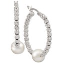 Cultured Freshwater Pearl (8mm) Beaded Hoop Earrings