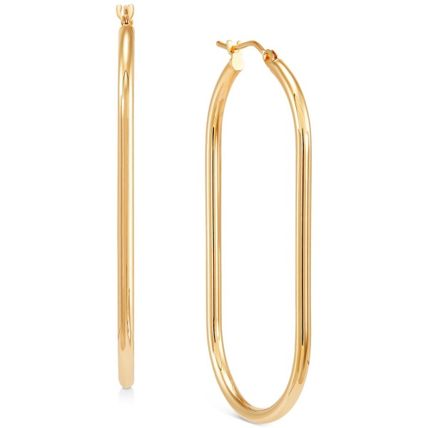 Polished Oval Hoop Earrings in 10k Gold