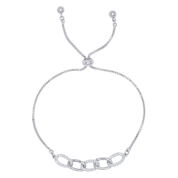 Cubic Zirconia Oval Link Adjustable Bracelet