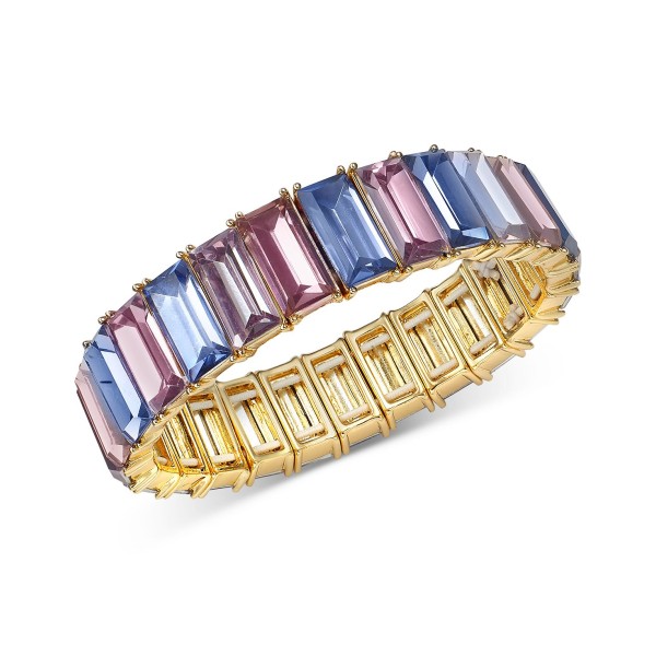 Gold-Tone Color Baguette Stone Stretch Bracelet