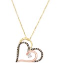 Double Heart Pendant Necklace in 14k Tricolor Gold, 18