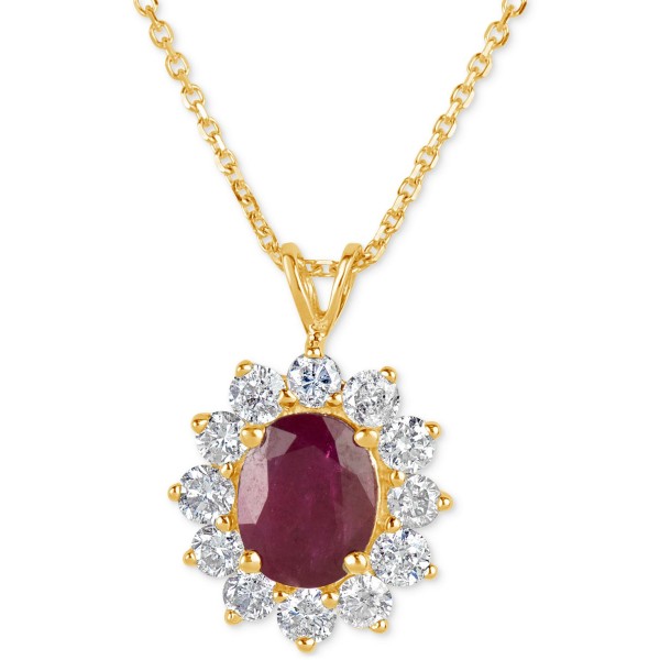 Ruby (2-1/5 ct.) and Diamond (1 ct.) Pendant Necklace in 14k Gold