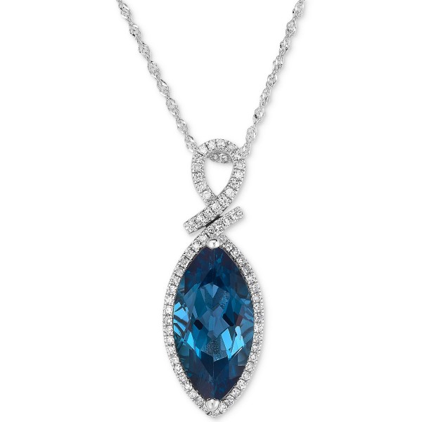 Blue Topaz (4-1/2 ct.) & Diamond (1/5 ct.) Pendant Necklace in 14k White Gold