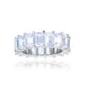 White Emerald Cut Cubic Zirconia Eternity Band