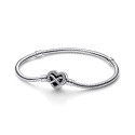 Cubic Zirconia Sparkling Infinity Heart Clasp Snake Chain Bracelet