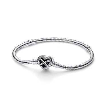 Cubic Zirconia Sparkling Infinity Heart Clasp Snake Chain Bracelet Cubic Zirconia Spark...