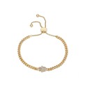 Gold Flash-Plated Cubic Zirconia Adjustable Curb Chain Bracelet