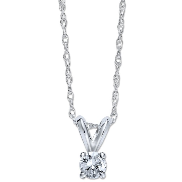 Round-Cut Diamond Pendant Necklace in 10k White Gold (1/6 ct.)