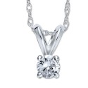 Round-Cut Diamond Pendant Necklace in 10k White Gold (1/6 ct.)