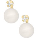 Children's Cultured Freshwater Pearl (4mm) & Diamond Accent Stud Earrings in 14k Gold