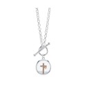 Cubic Zirconia Round Cross Shaker Necklace