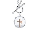 Cubic Zirconia Round Cross Shaker Necklace