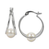 Cultured Freshwater Pearl (7mm) Hoop Earrings Cultured Freshwater ...
