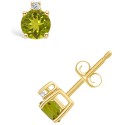 Peridot (5/8 ct.) and Diamond Accent Stud Earrings in 14K Yellow Gold