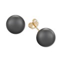 Cultured Tahitian Pearl Stud Earrings (11mm) in 14k Gold