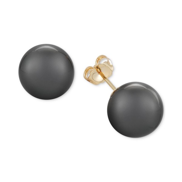 Cultured Tahitian Pearl Stud Earrings (11mm) in 14k Gold