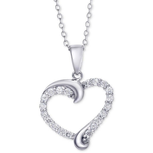 Diamond Swirl Heart Pendant Necklace (1/2 ct.), 14k Gold-Plated Sterling Silver