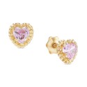 Children's Pink Zirconia Heart Screw Back Stud Earrings in 14k Gold