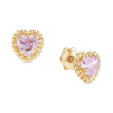 Children's Pink Zirconia Heart Screw Back Stud Earrings in 14k Gold Children's Pink Zirc...