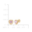 Children's Pink Zirconia Heart Screw Back Stud Earrings in 14k Gold