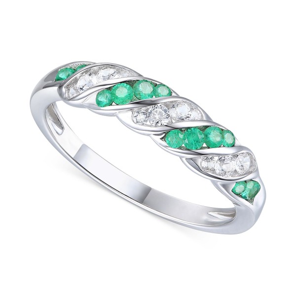 Emerald (1/5 ct.) & Diamond (1/5 ct.) Swirl Band