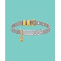 14K Gold Flash-Plated Crystal Paw Charm, Stainless Steel Bracelet