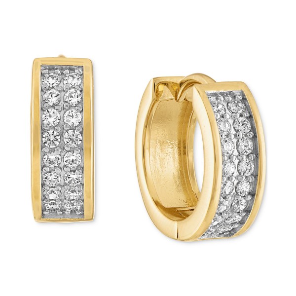 Cubic Zirconia Small Huggie Hoop Earrings, 1/2