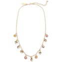 Gold-Tone Multicolor Ornament Shaky Frontal Necklace, 17