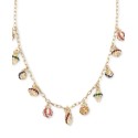 Gold-Tone Multicolor Ornament Shaky Frontal Necklace, 17