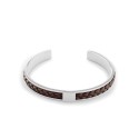 Men's Braided Brown Leather and Stainless Steel Bracelet