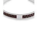 Men's Braided Brown Leather and Stainless Steel Bracelet