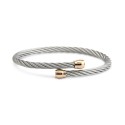 Two-Tone Cable Bypass Bangle Bracelet in Stainless Steel & Rose Gold-Tone