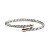 Two-Tone Cable Bypass Bangle Bracelet in Stainless Steel & Rose Gold-Tone Two-Tone Cable Bypas...