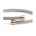 Two-Tone Cable Bypass Bangle Bracelet in Stainless Steel & Rose Gold-Tone