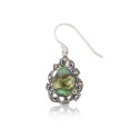 Marcasite and Abalone Doublet Teardrop Wire Earrings